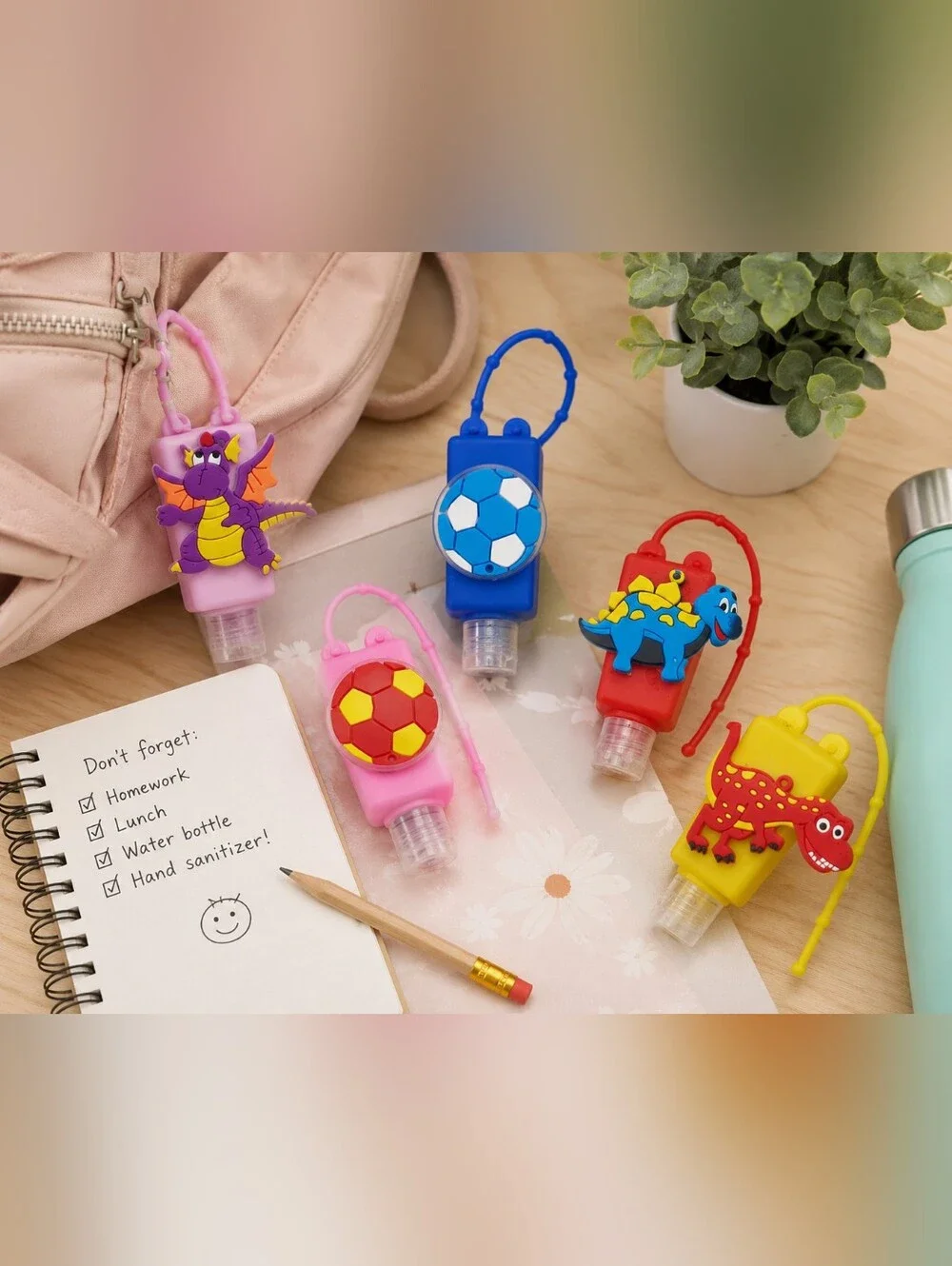 Pick 2 Hand Sanitizers with Holders NEW Soccer & Dinosaur Designs | Travel Size